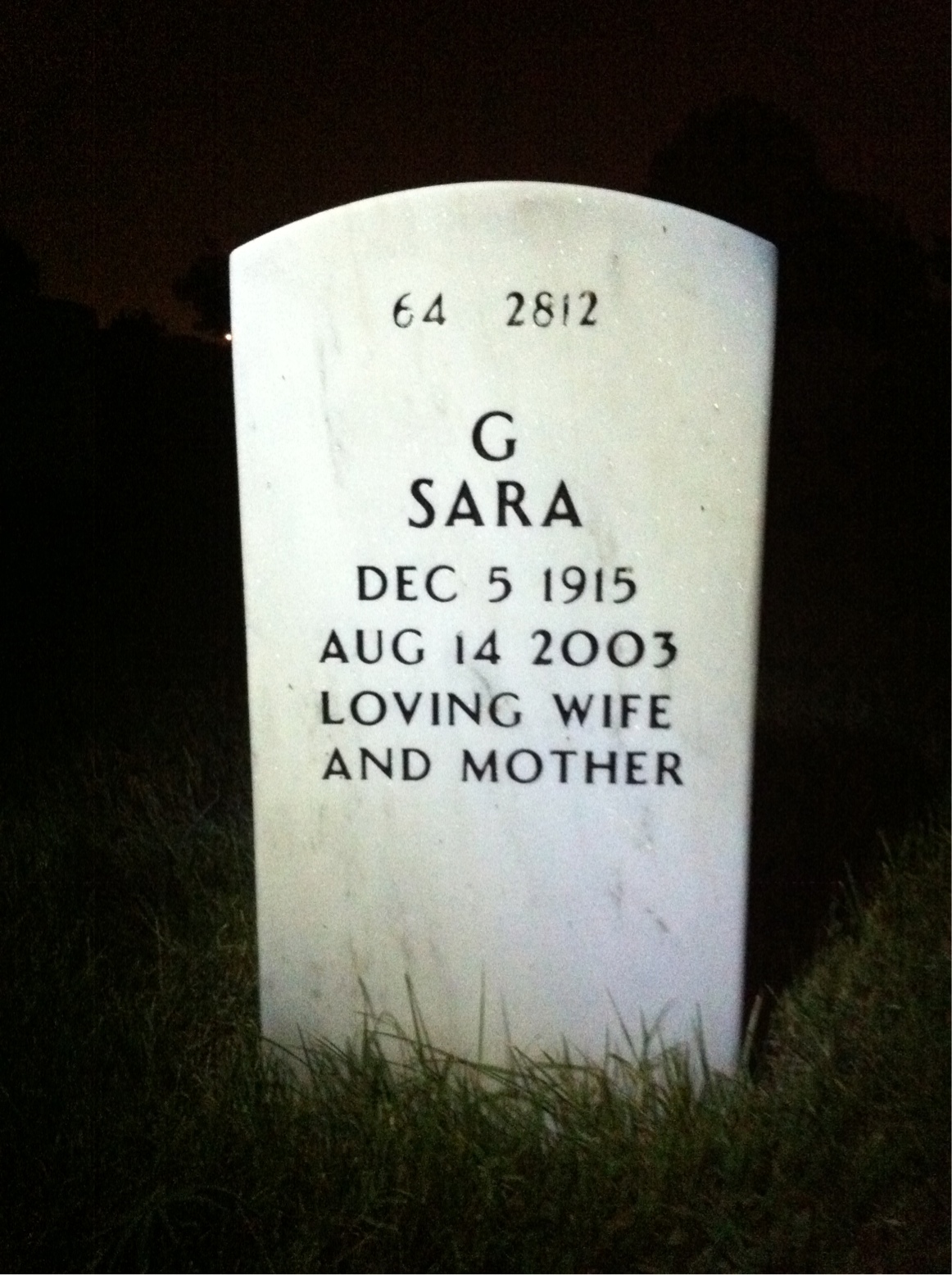 Back of headstone — Frederick Statts