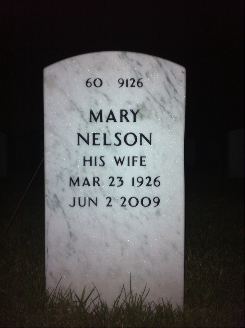 Back of headstone — Marshall Gore