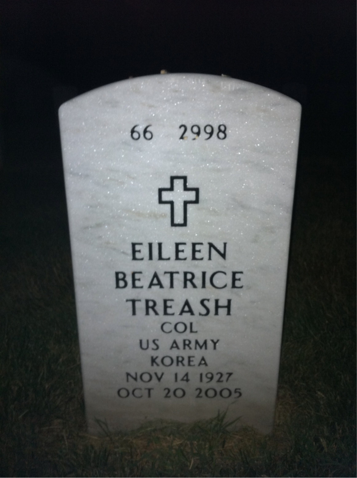 Back of headstone — Eileen Treash