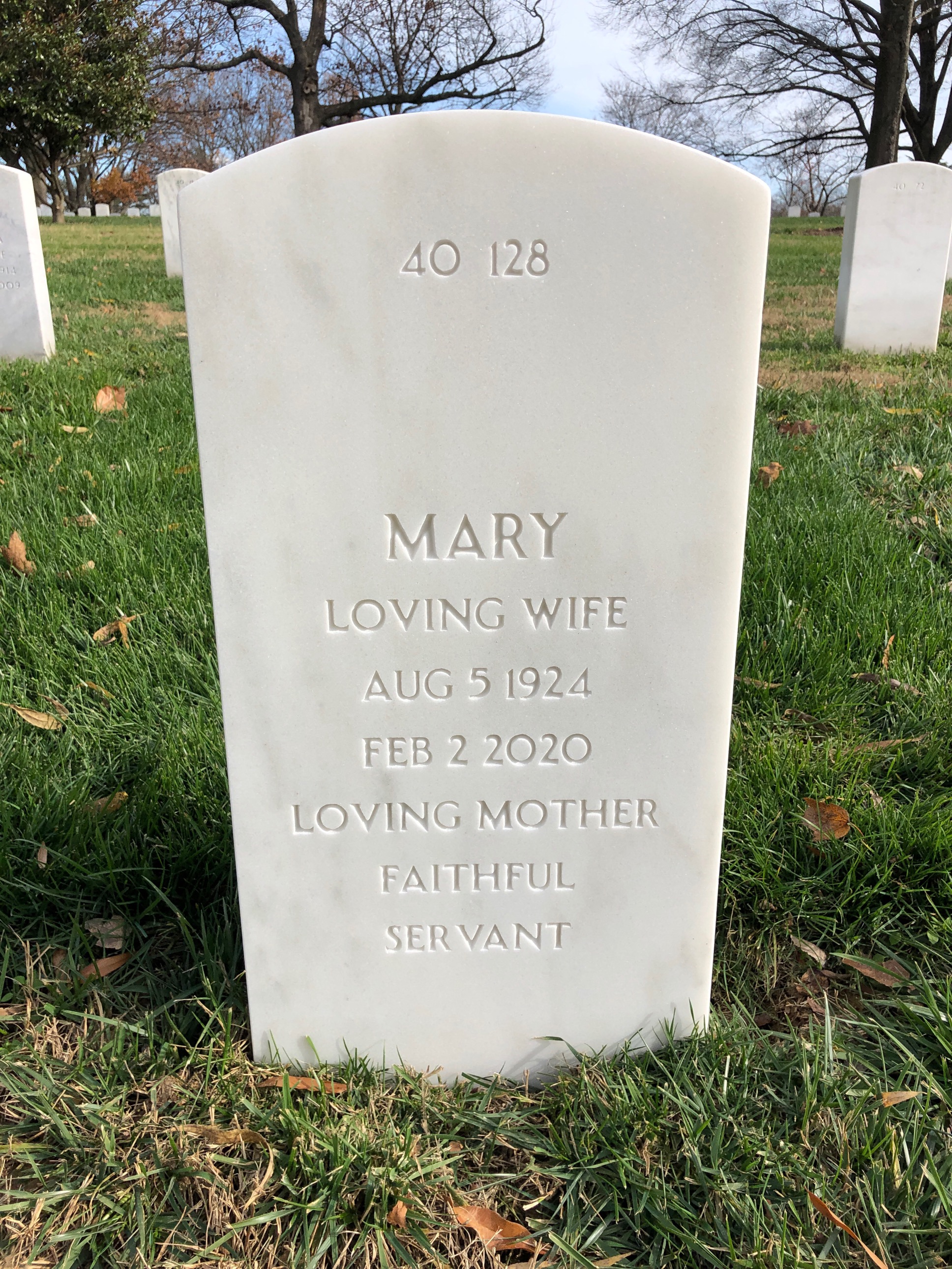 Back of headstone — William Moran