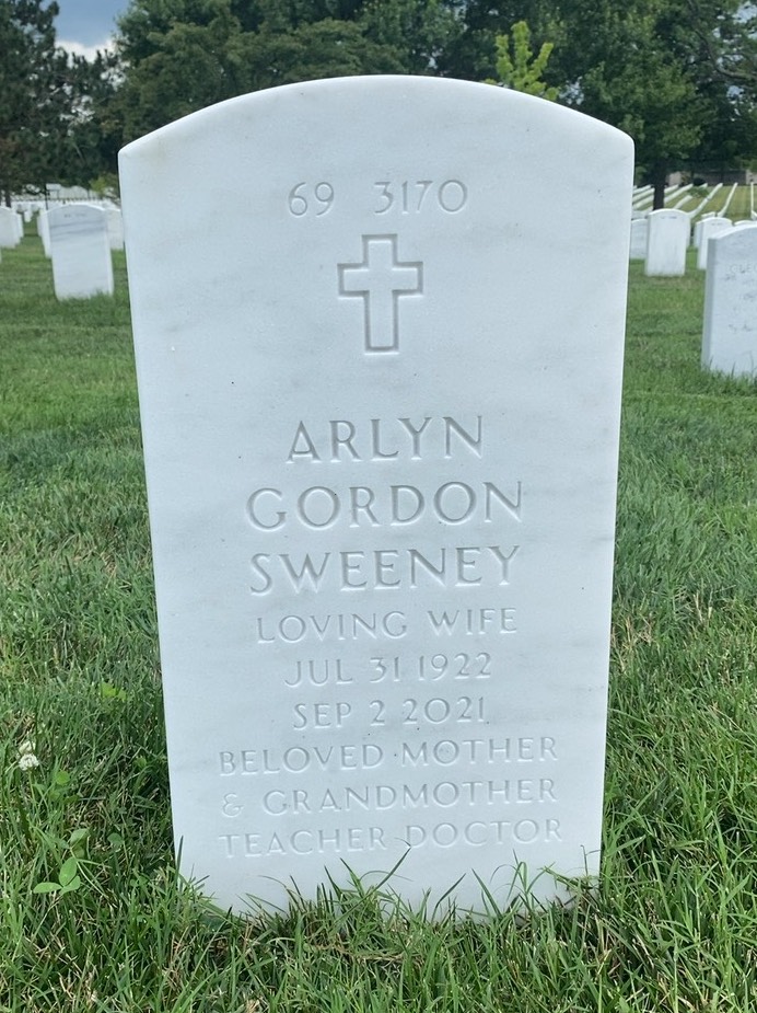 Back of headstone — Howard Sweeney