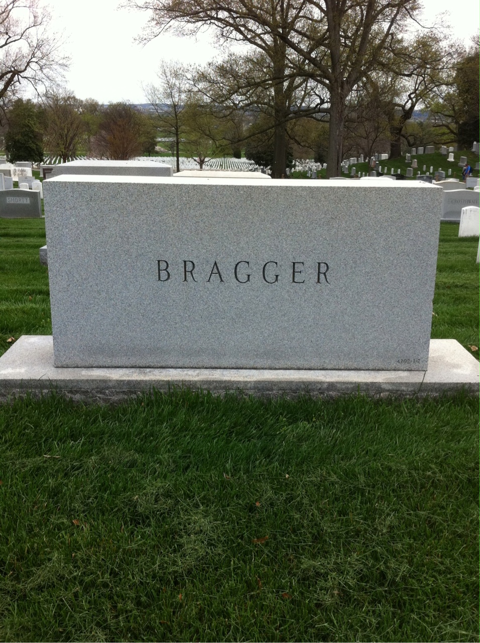 Back of headstone — Joseph Bragger