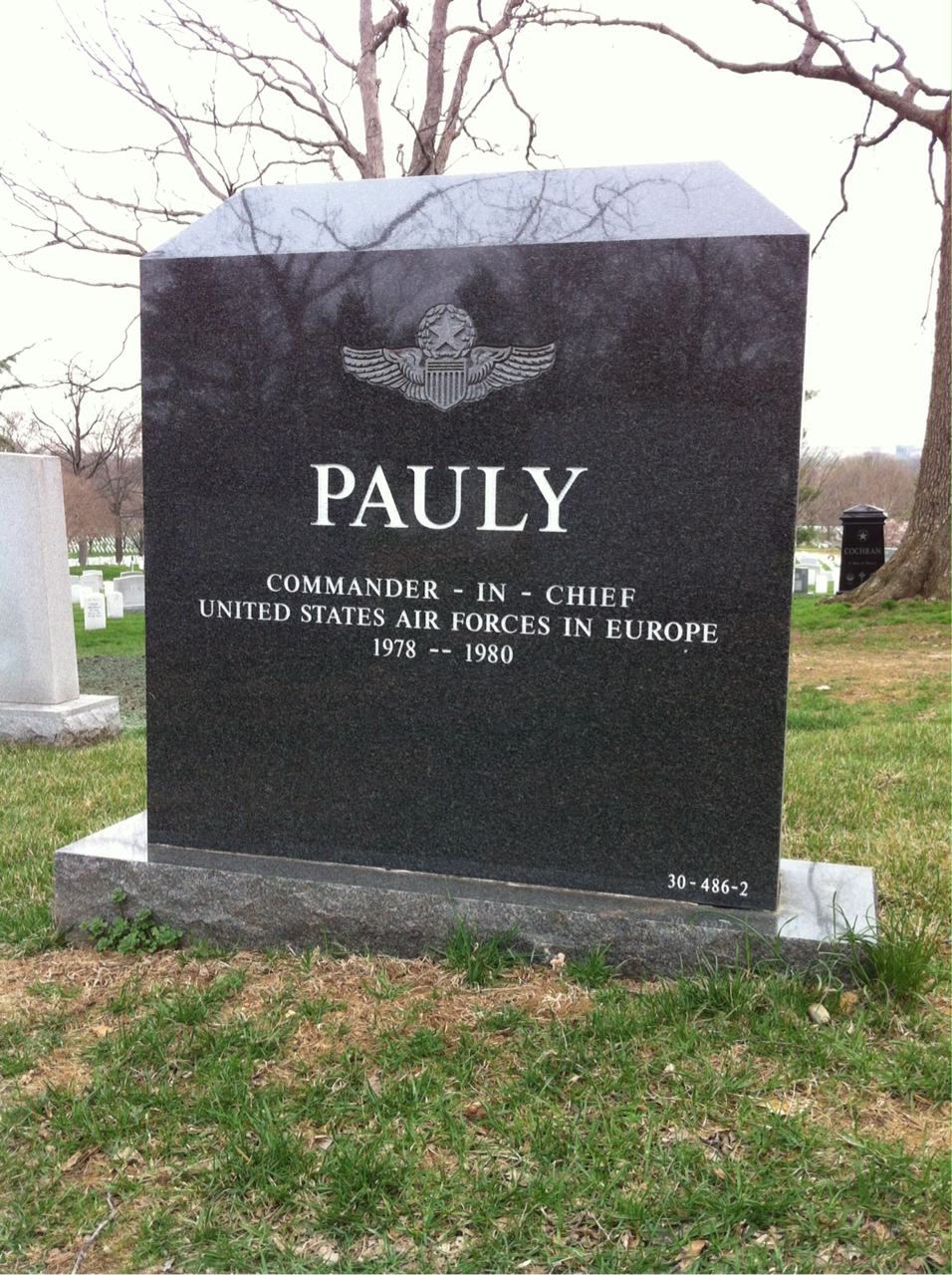 Back of headstone — John Pauly