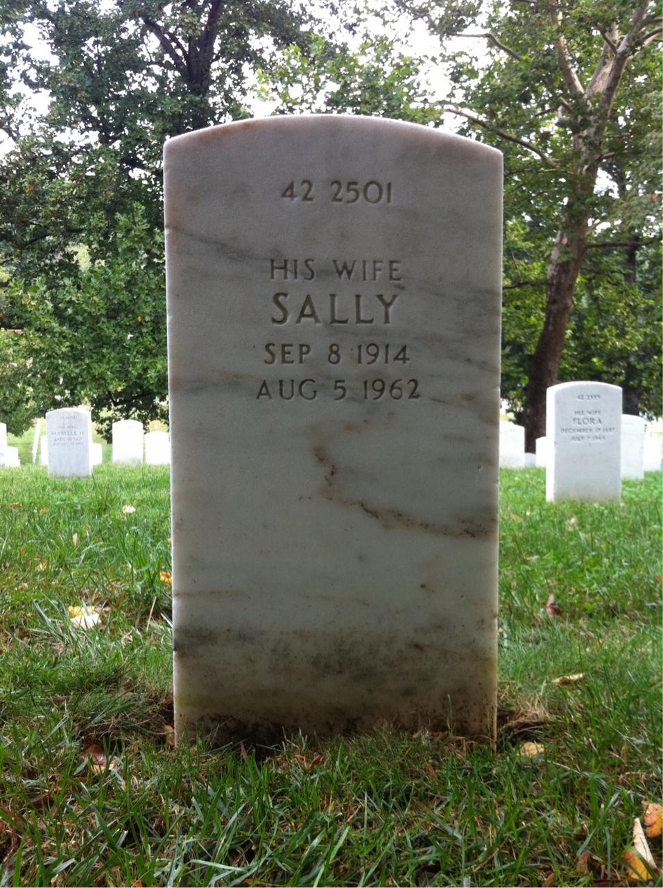Back of headstone — Sally Myers