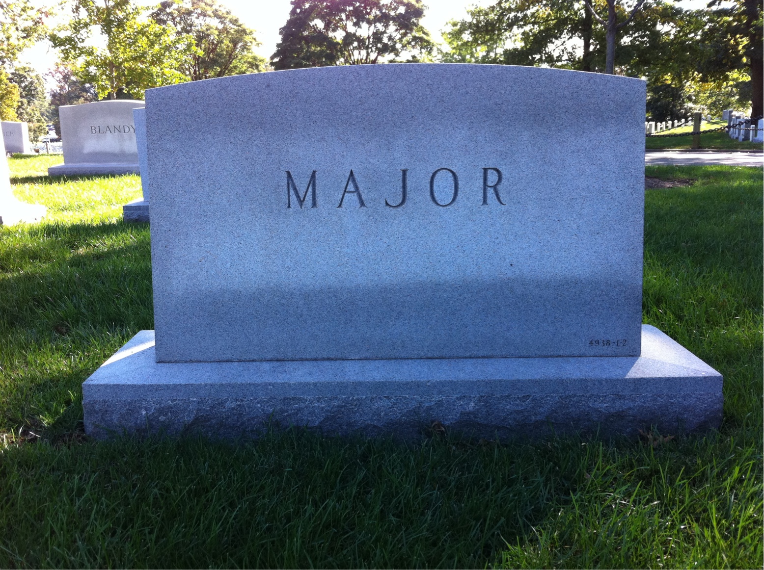 Back of headstone — Albert Major
