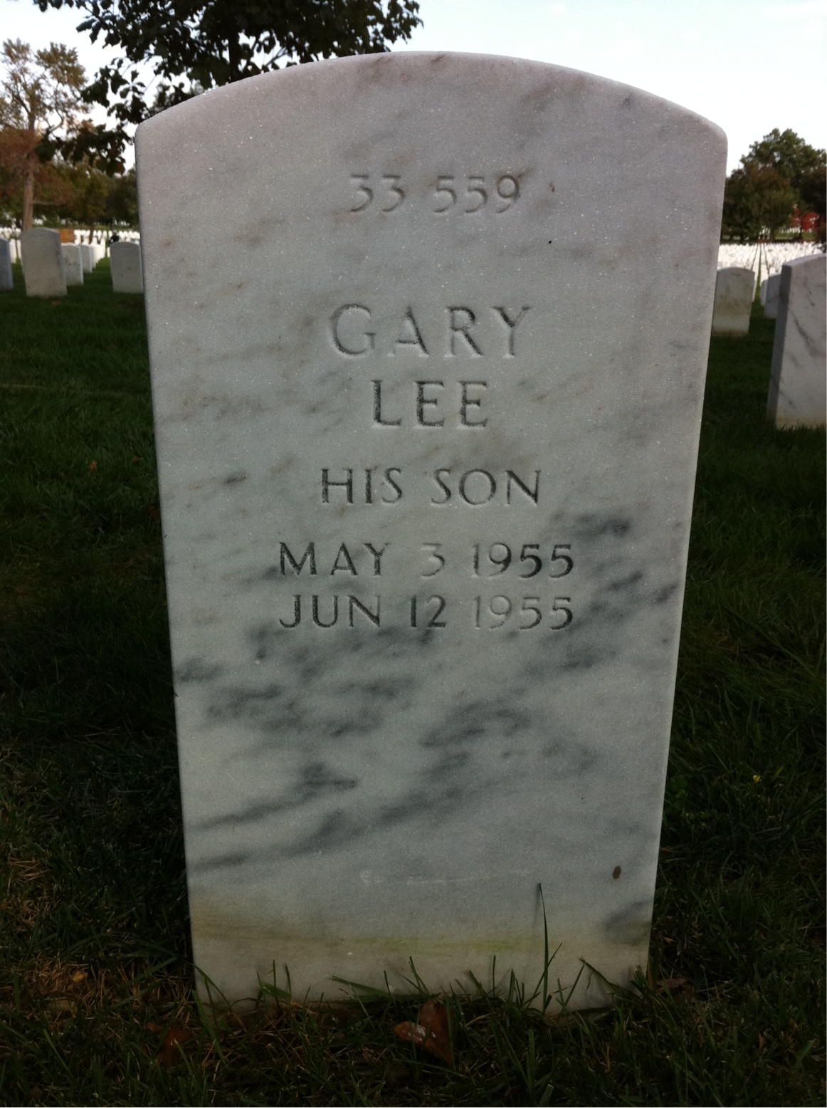 Back of headstone — Lawrence Myers