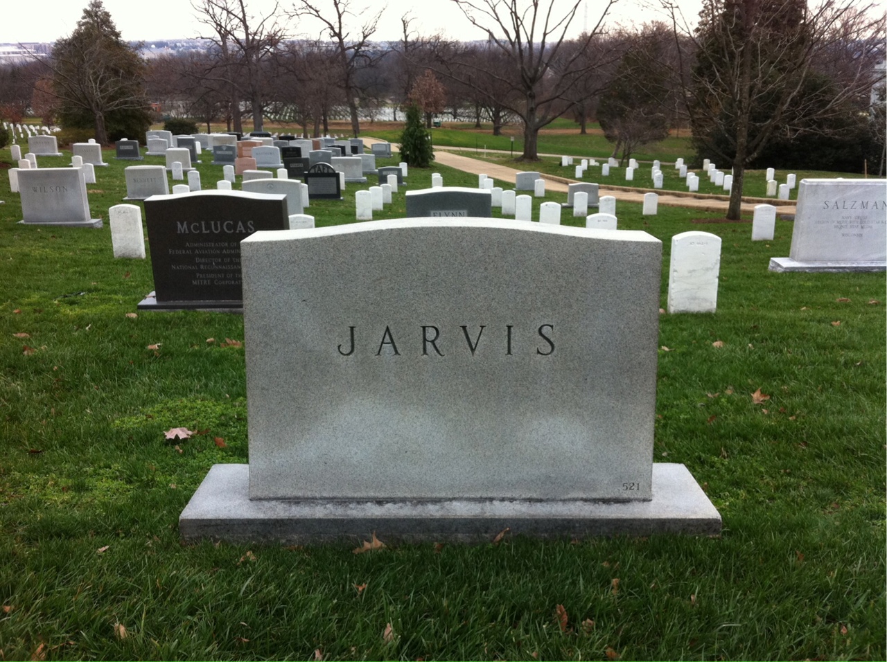 Back of headstone — Walter Blevins Jarvis
