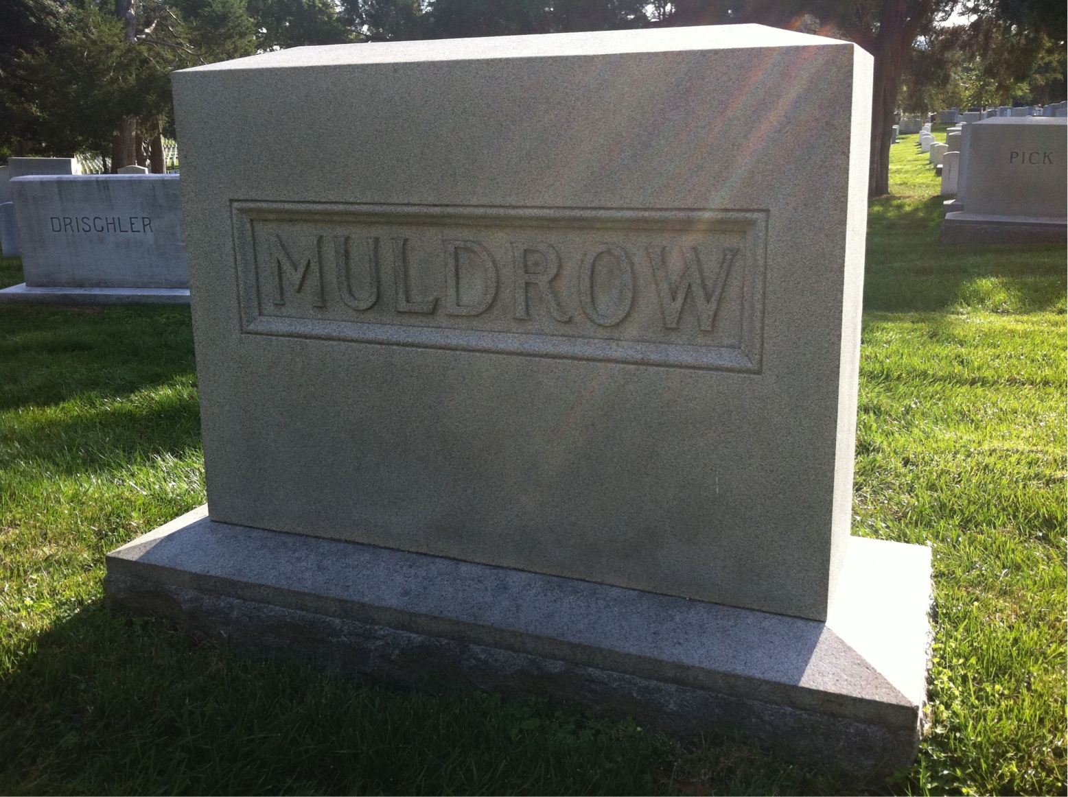 Back of headstone — Elizabeth Muldrow