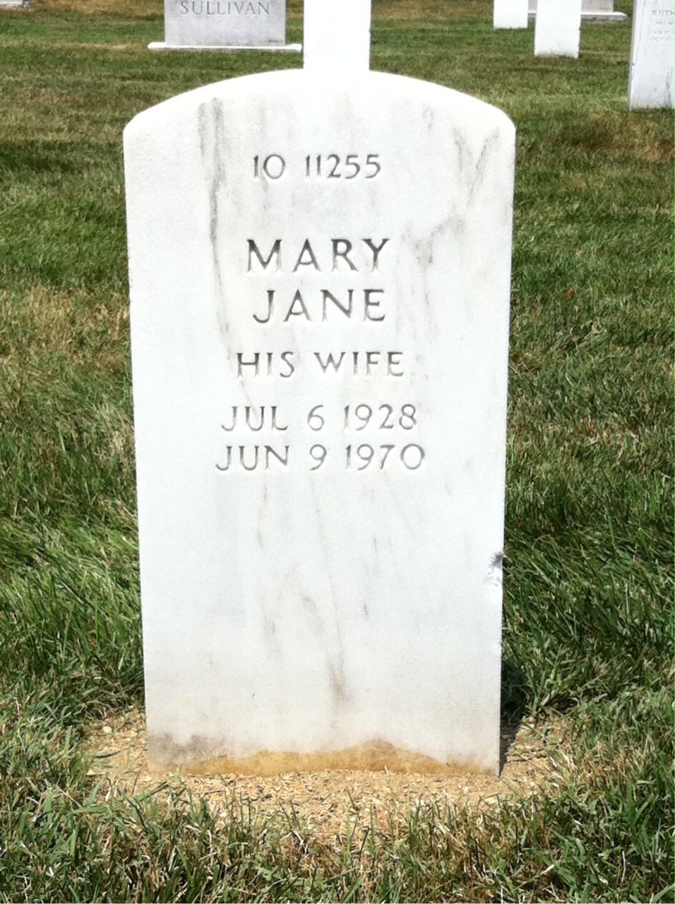 Back of headstone — Mary Anderson