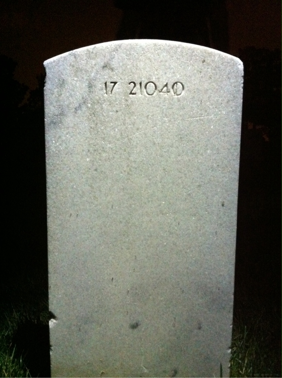 Back of headstone — Alfred Moss