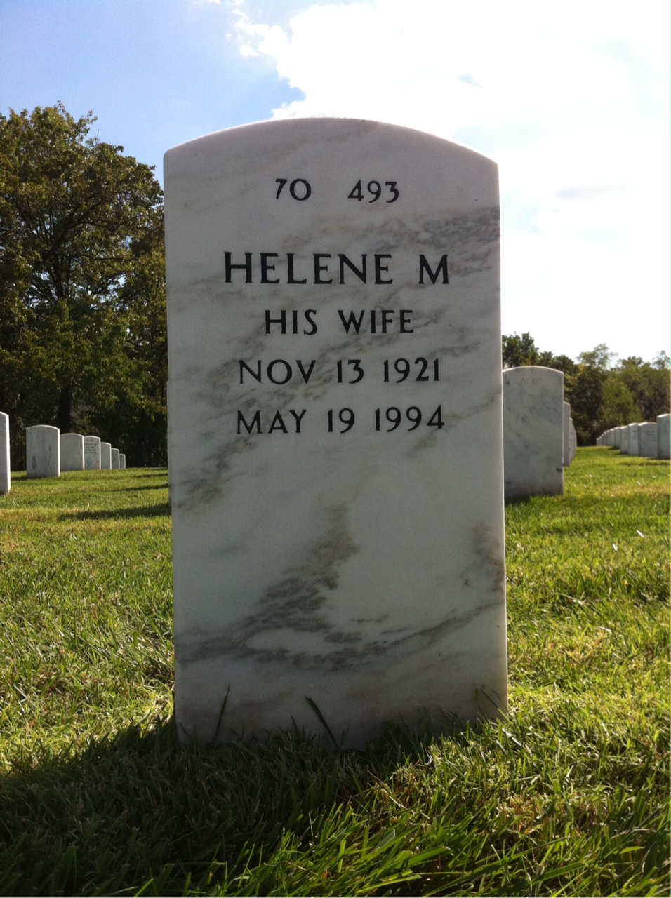 Back of headstone — Leonard Carmell
