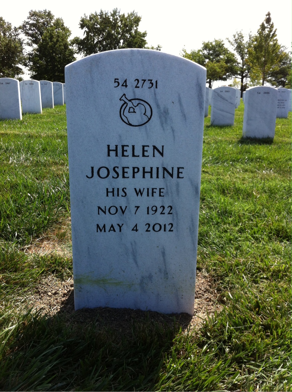 Back of headstone — Alger Hageman