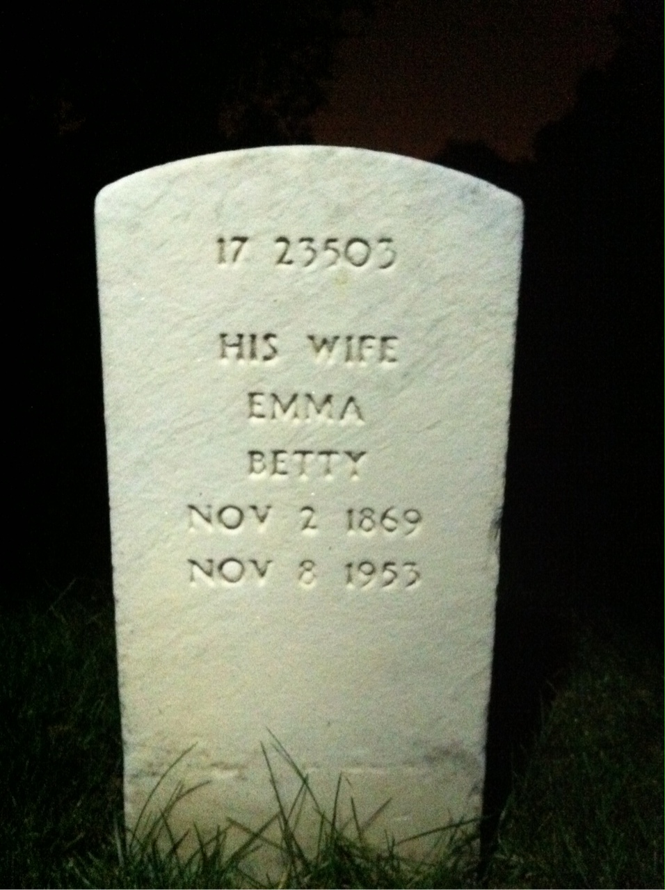 Back of headstone — Emma Apostolakos