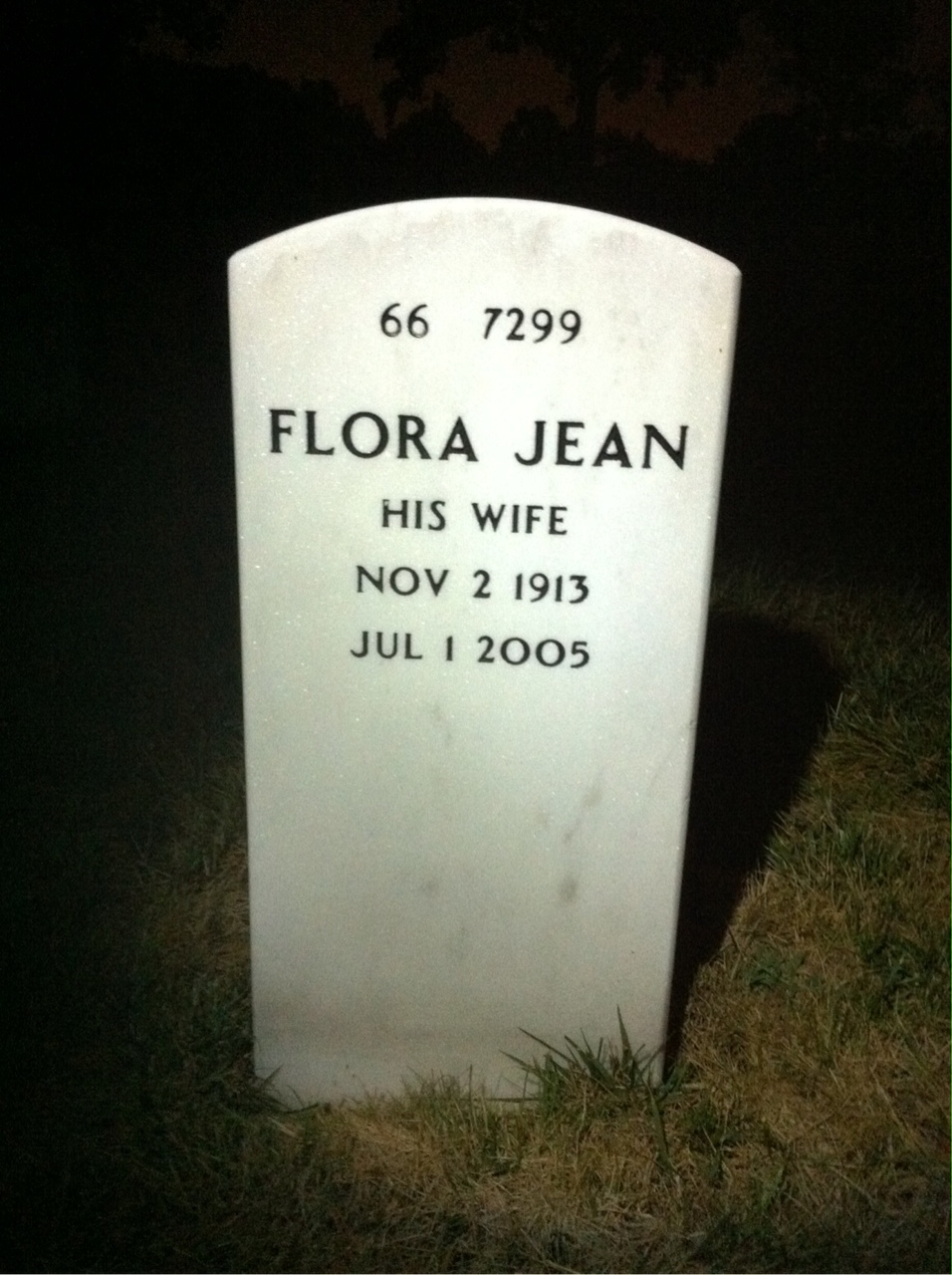 Back of headstone — Woodfred Jordan