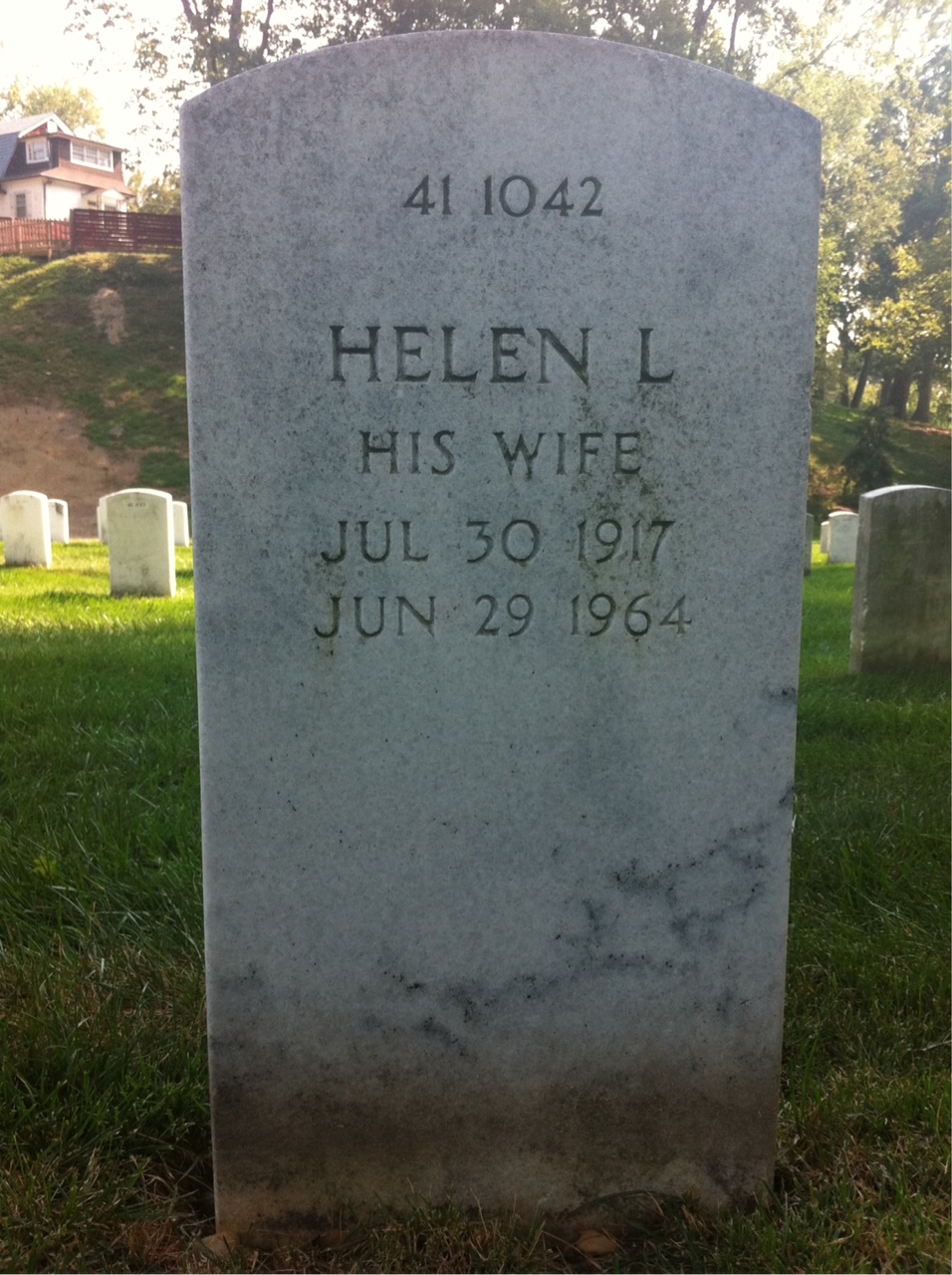 Back of headstone — Helen Bradford
