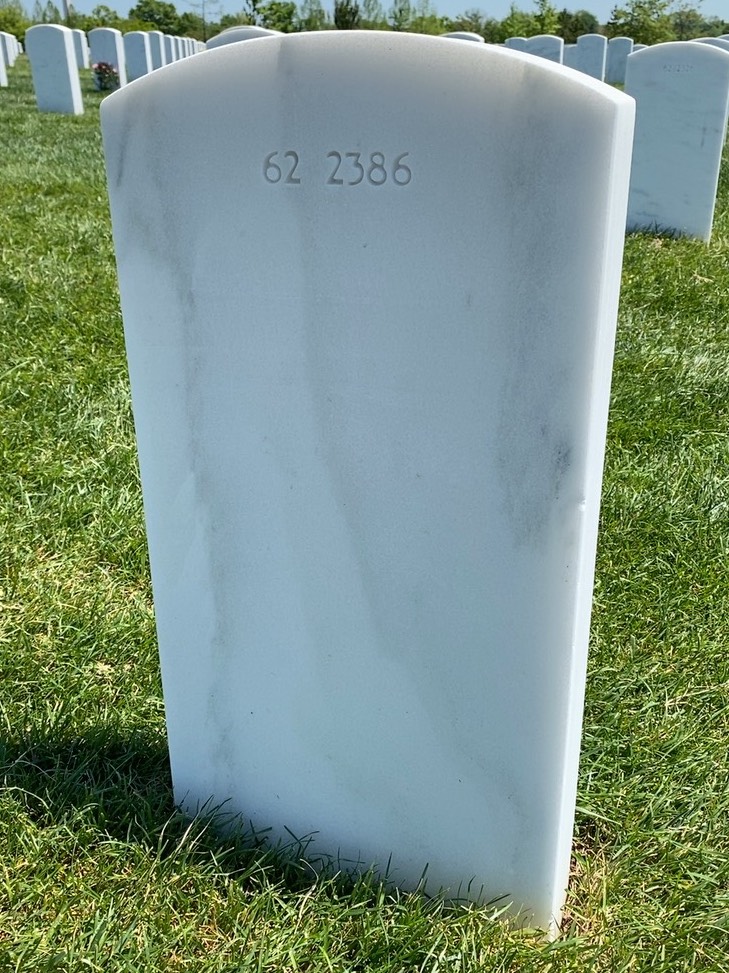 Back of headstone — Thomas J Horner