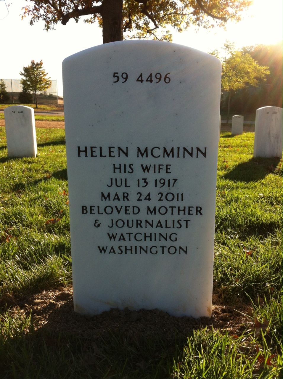 Back of headstone — Windsor Anderson