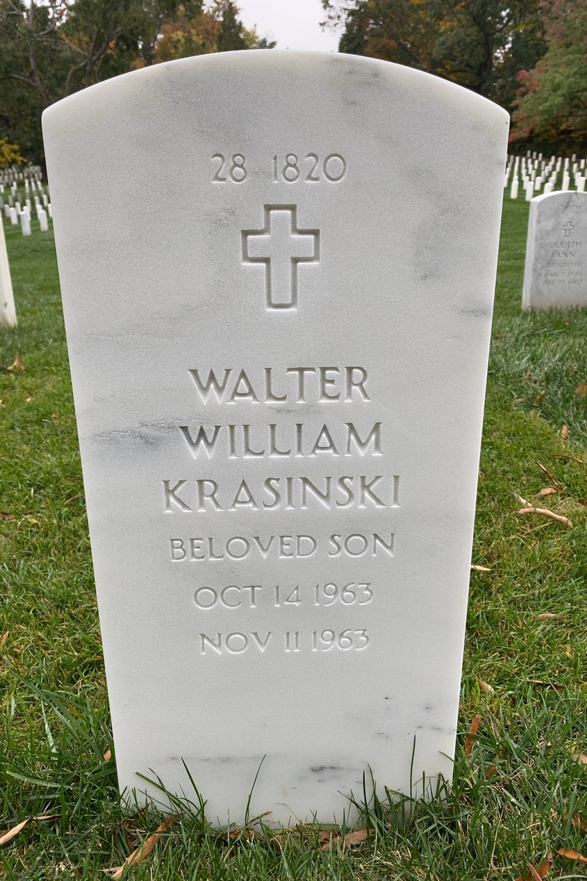 Back of headstone — Walter Arthur Krasinski