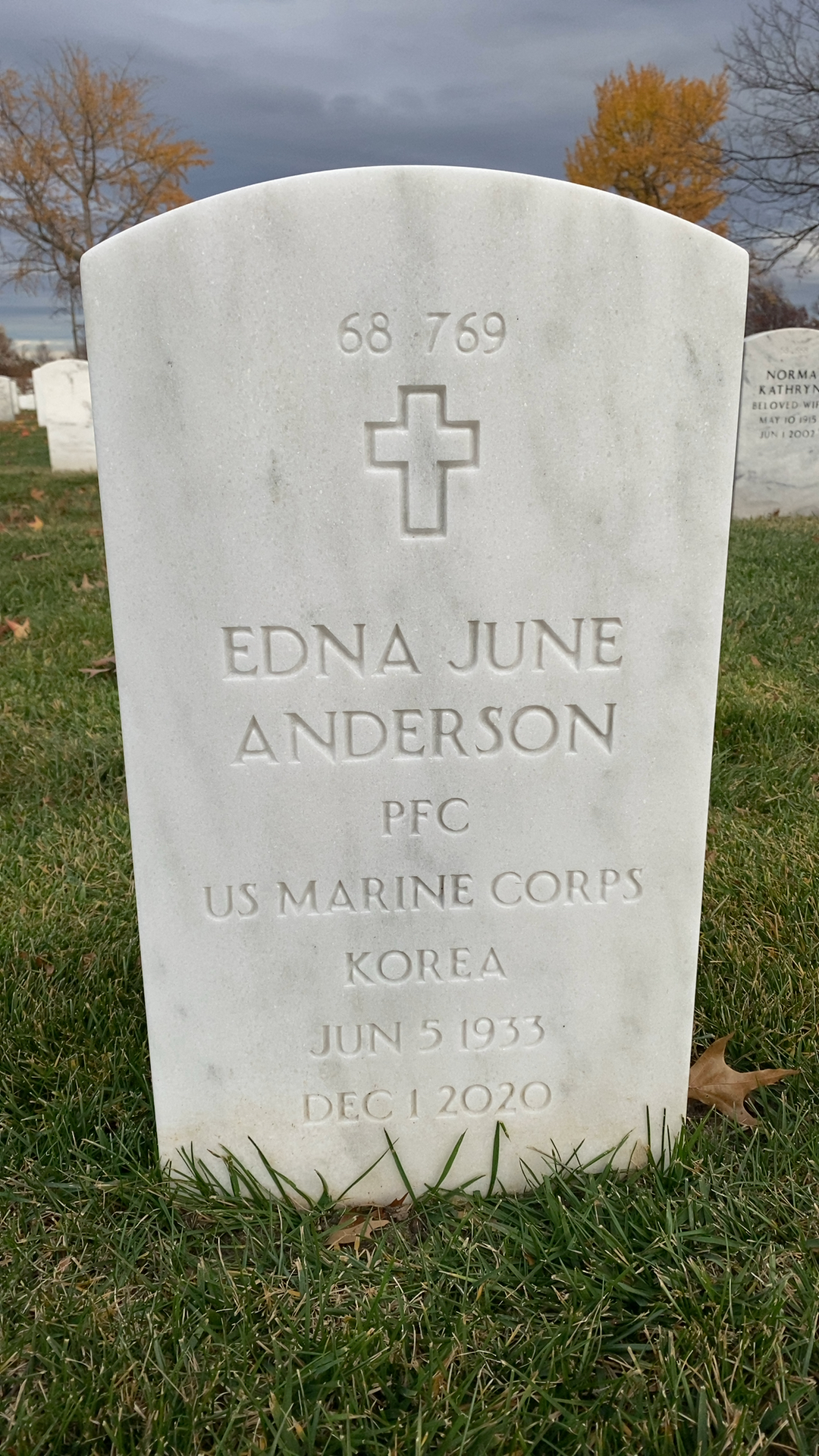 Back of headstone — Dale Anderson