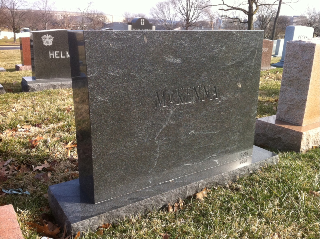 Back of headstone — Sean Mckenna