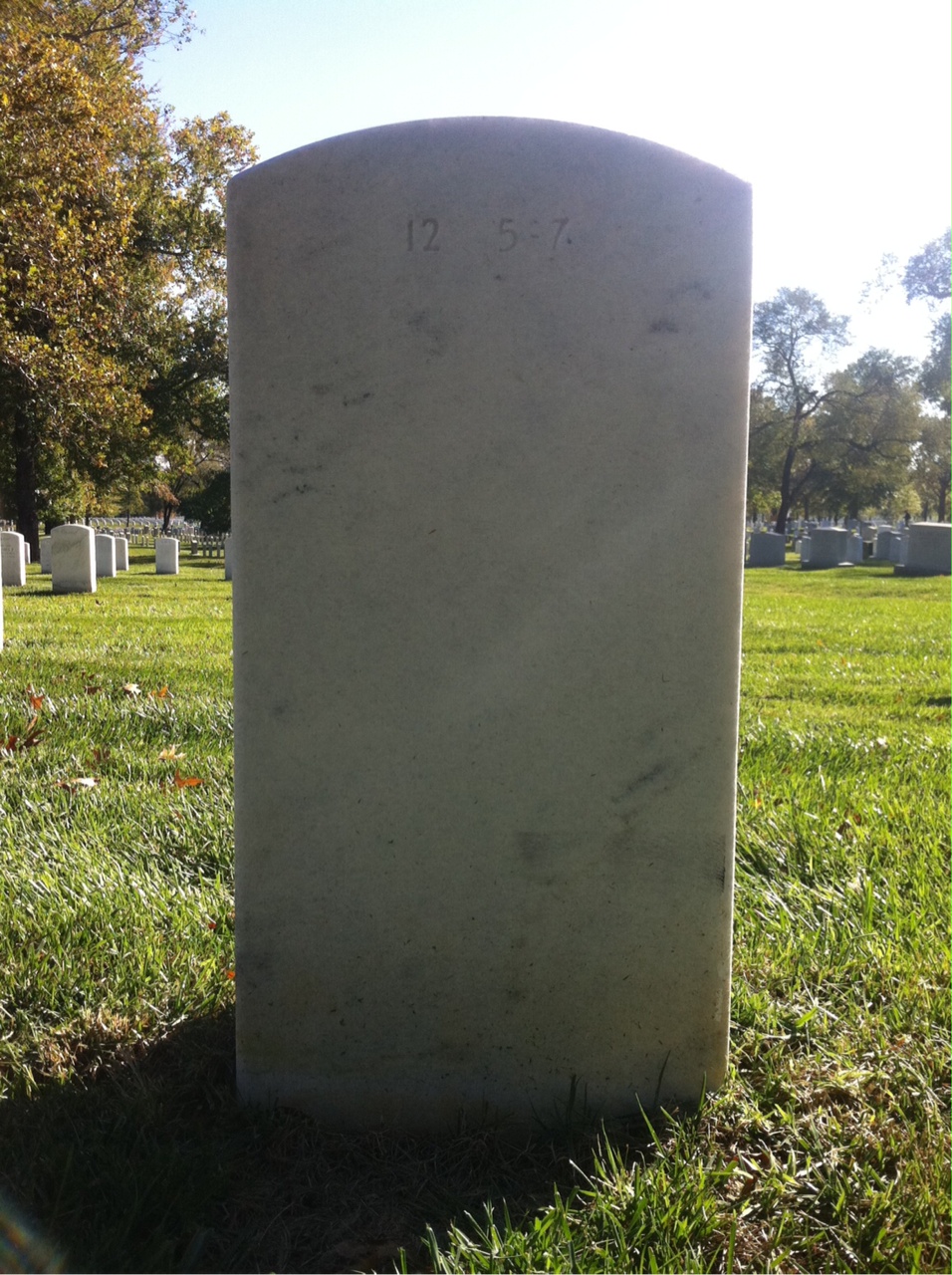 Back of headstone — Harry Kinnard
