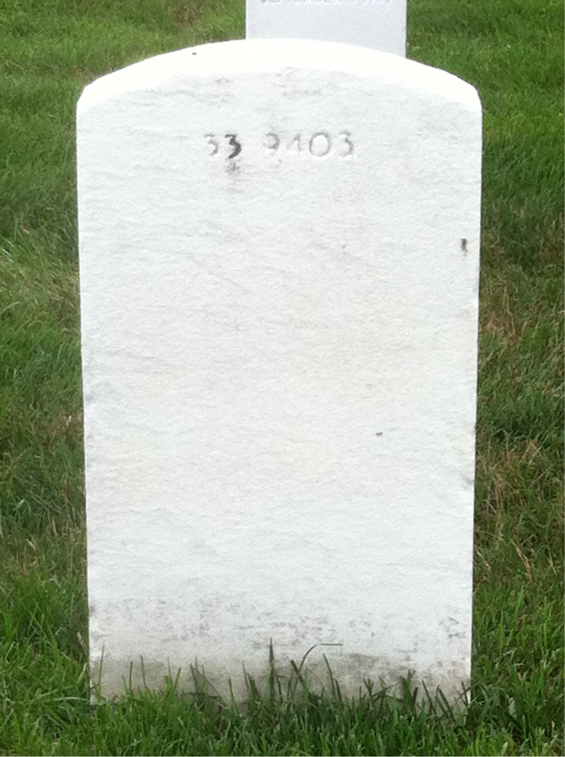 Back of headstone — William Welch