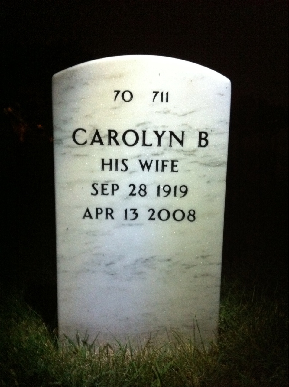 Back of headstone — William Hawkins
