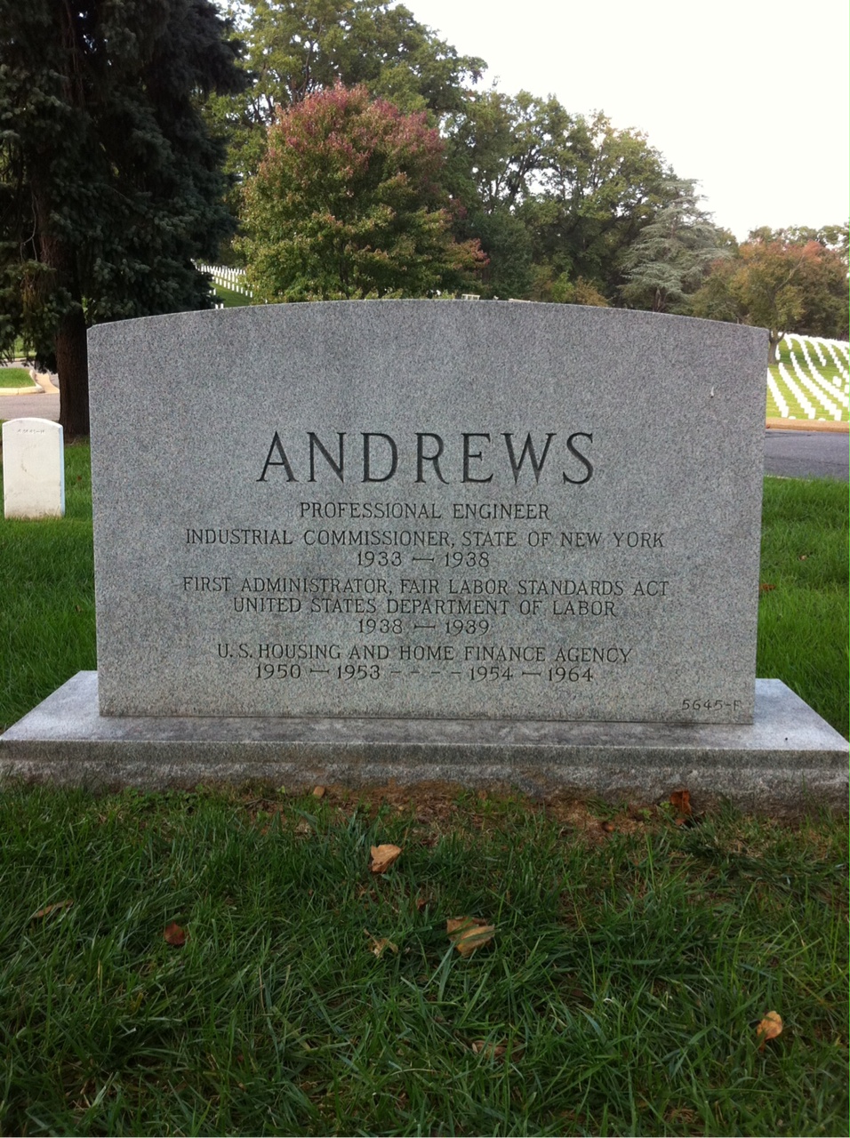 Back of headstone — Mildred Andrews