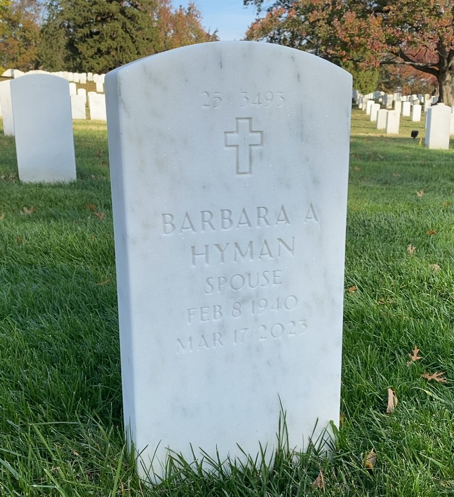 Back of headstone — Ervin Hyman