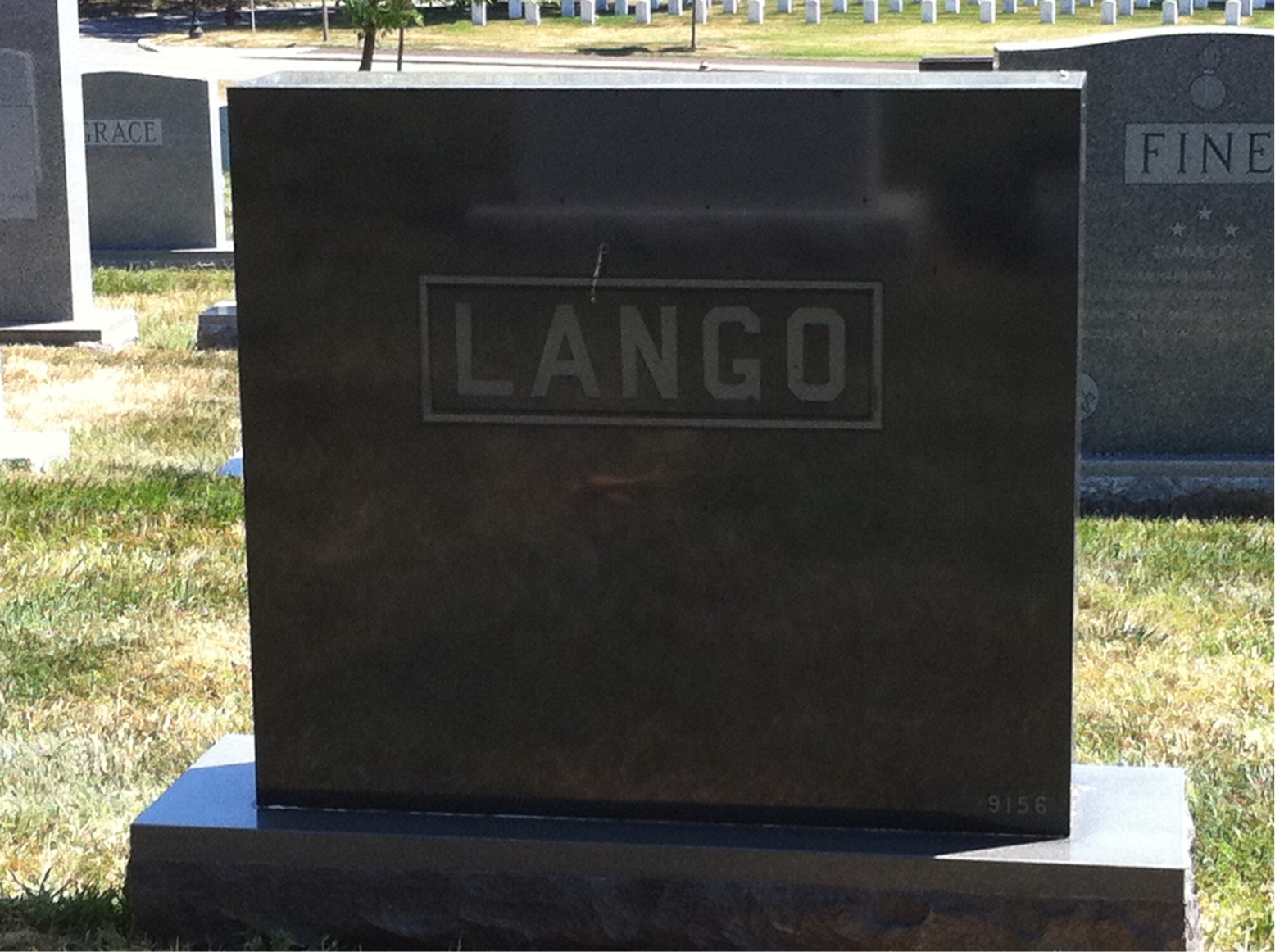Back of headstone — Alphonse Lango