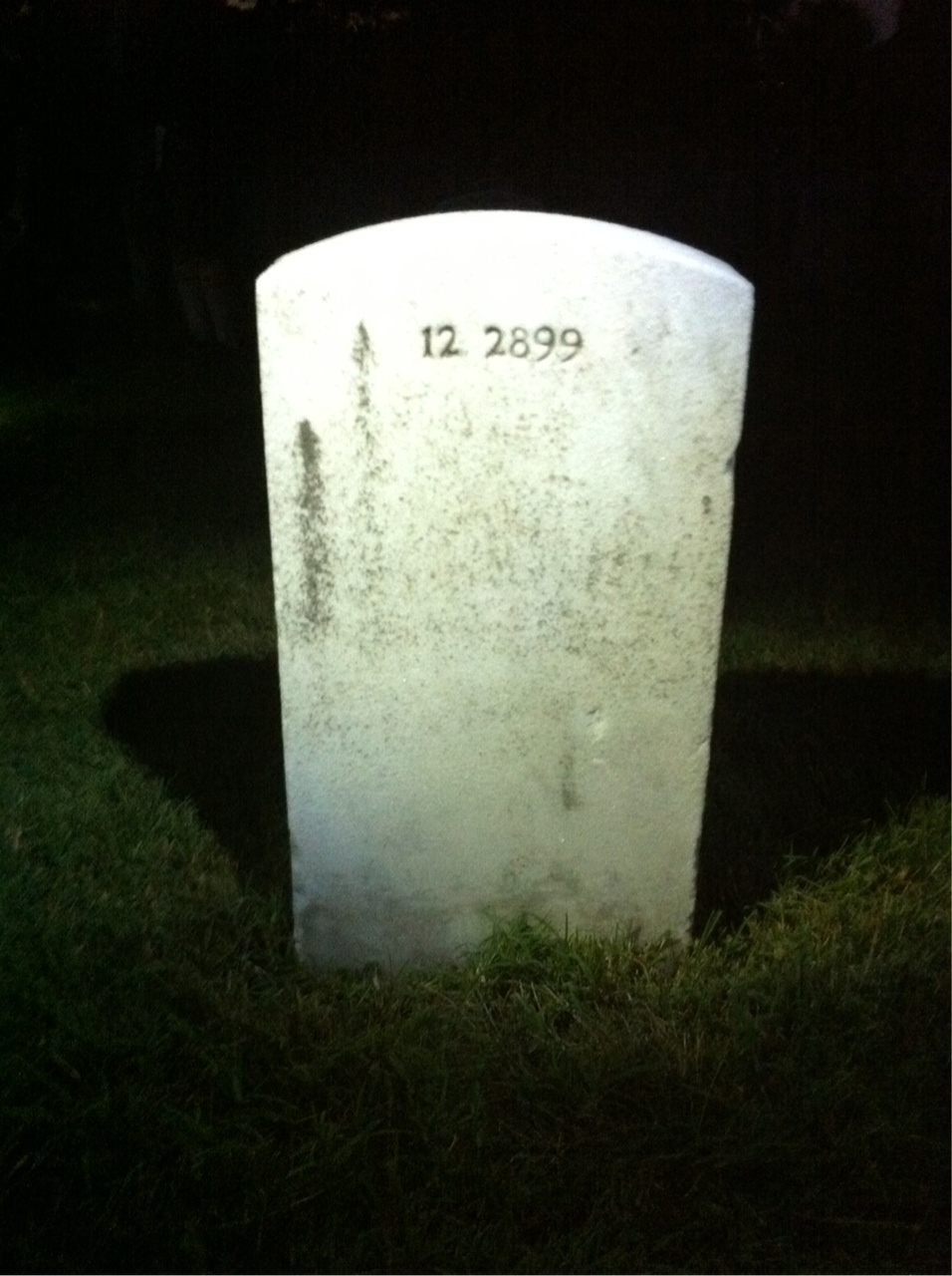 Back of headstone — William J Simmons