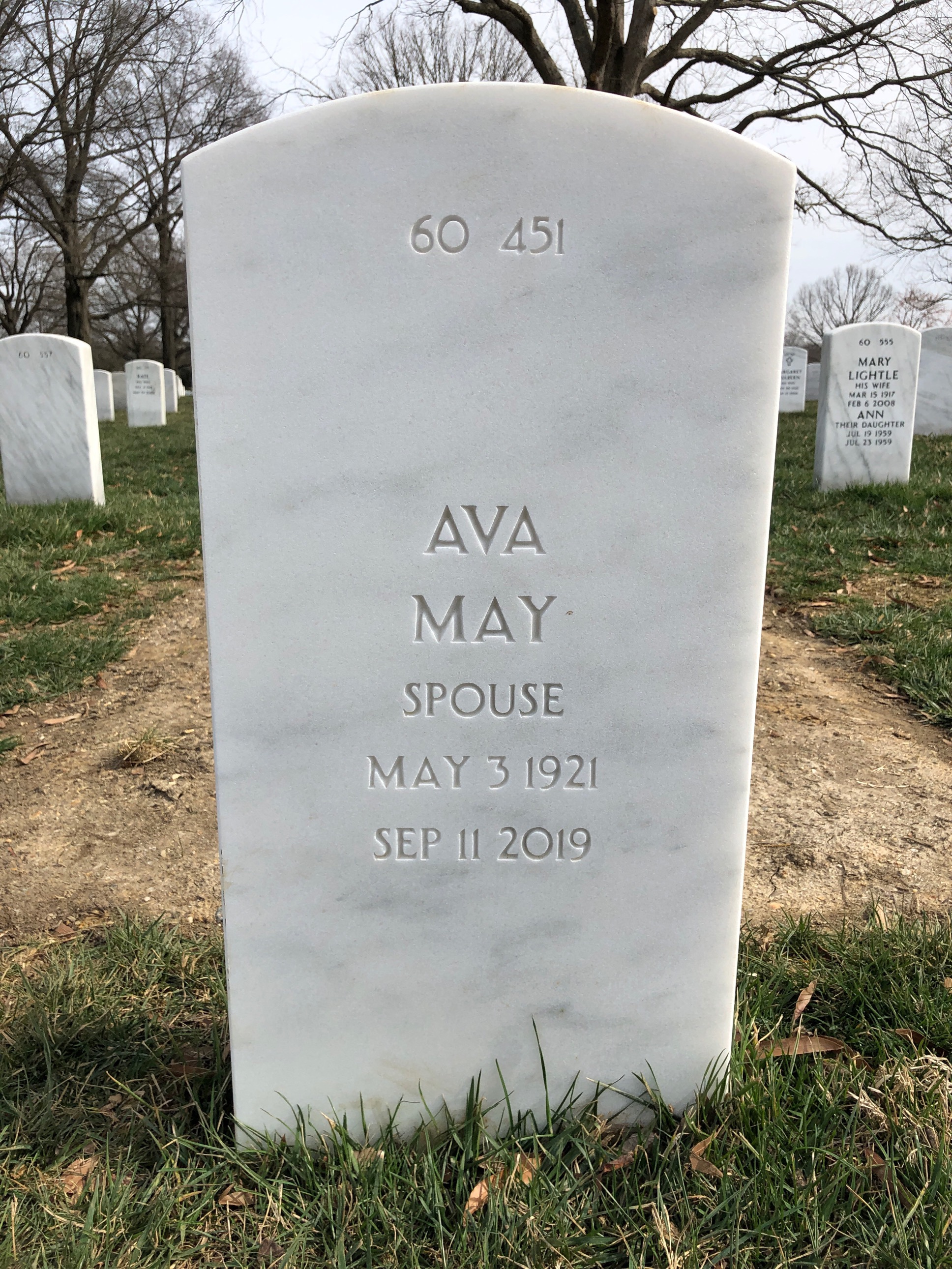 Back of headstone — Melvin Chamberlain