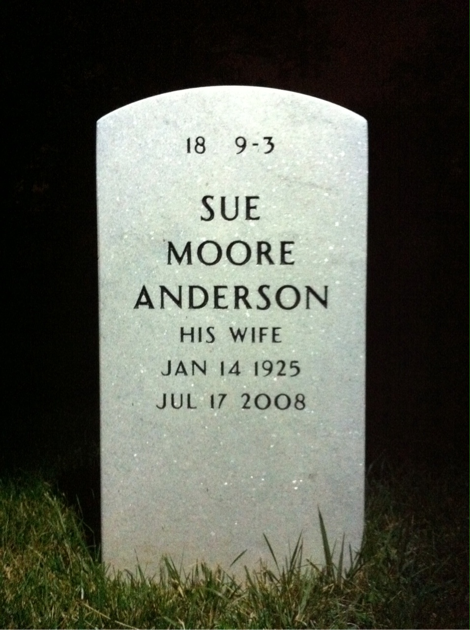 Back of headstone — Harper Van Ness