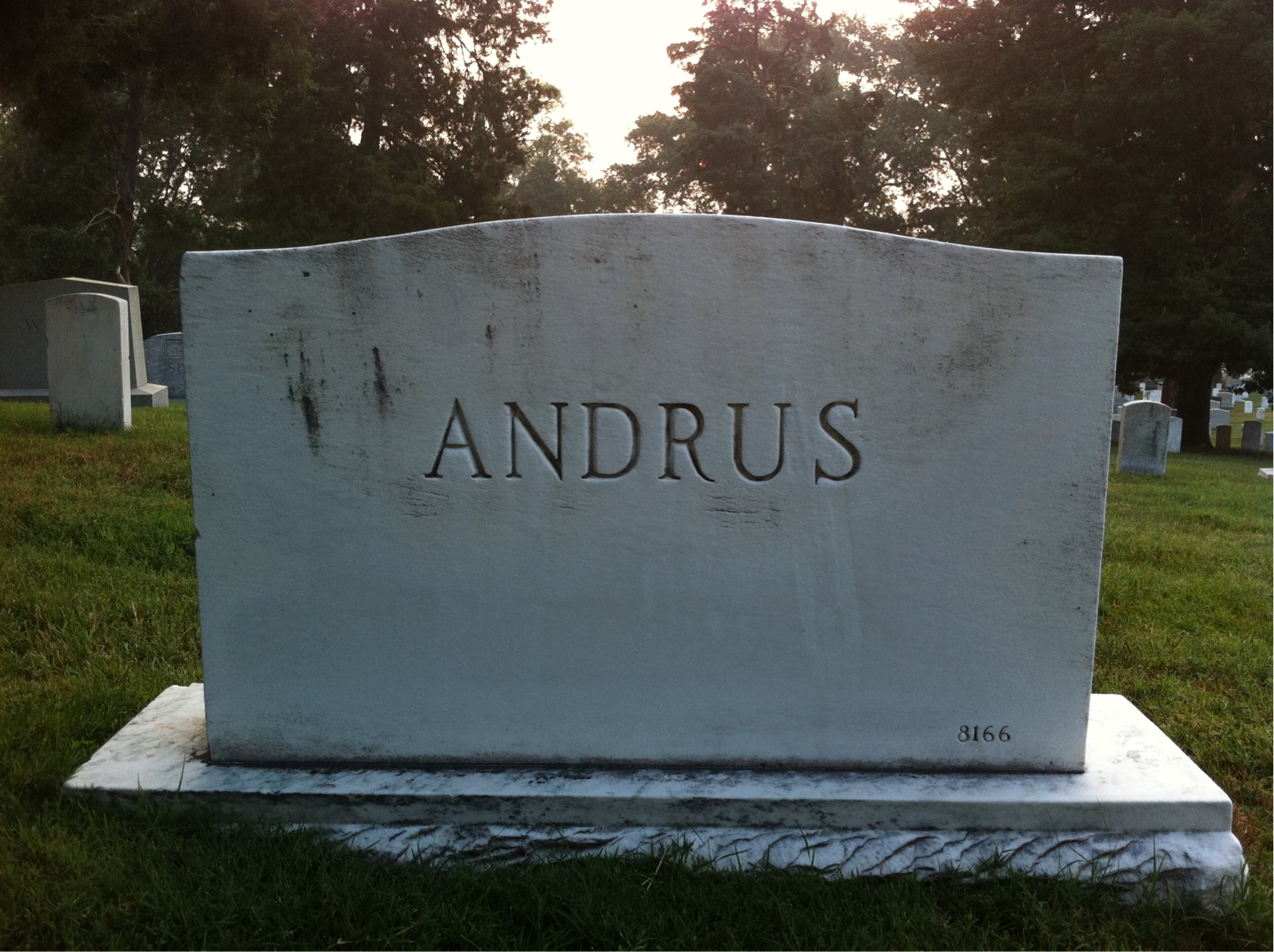 Back of headstone — Clift Andrus