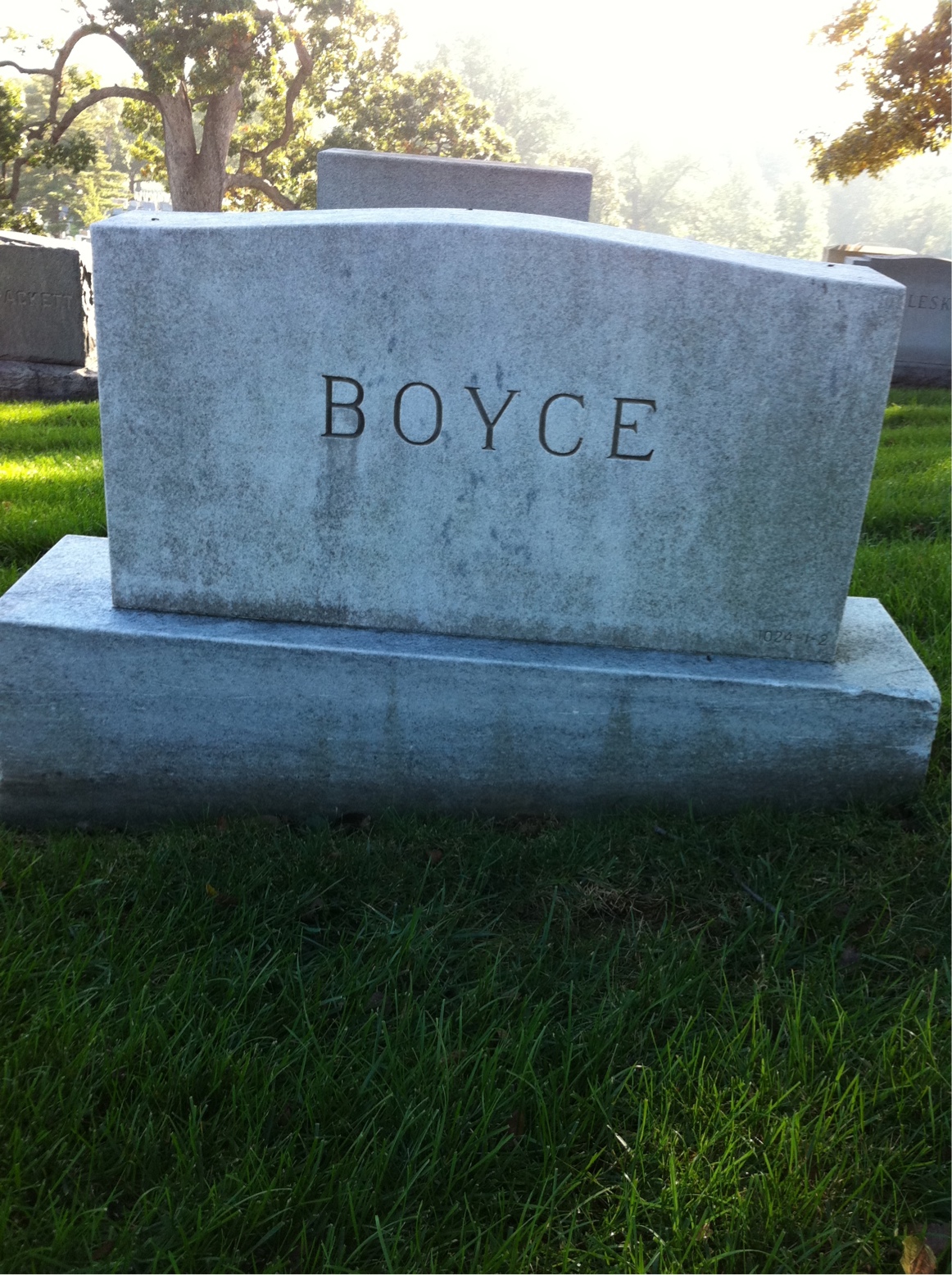 Back of headstone — Benjamin Boyce
