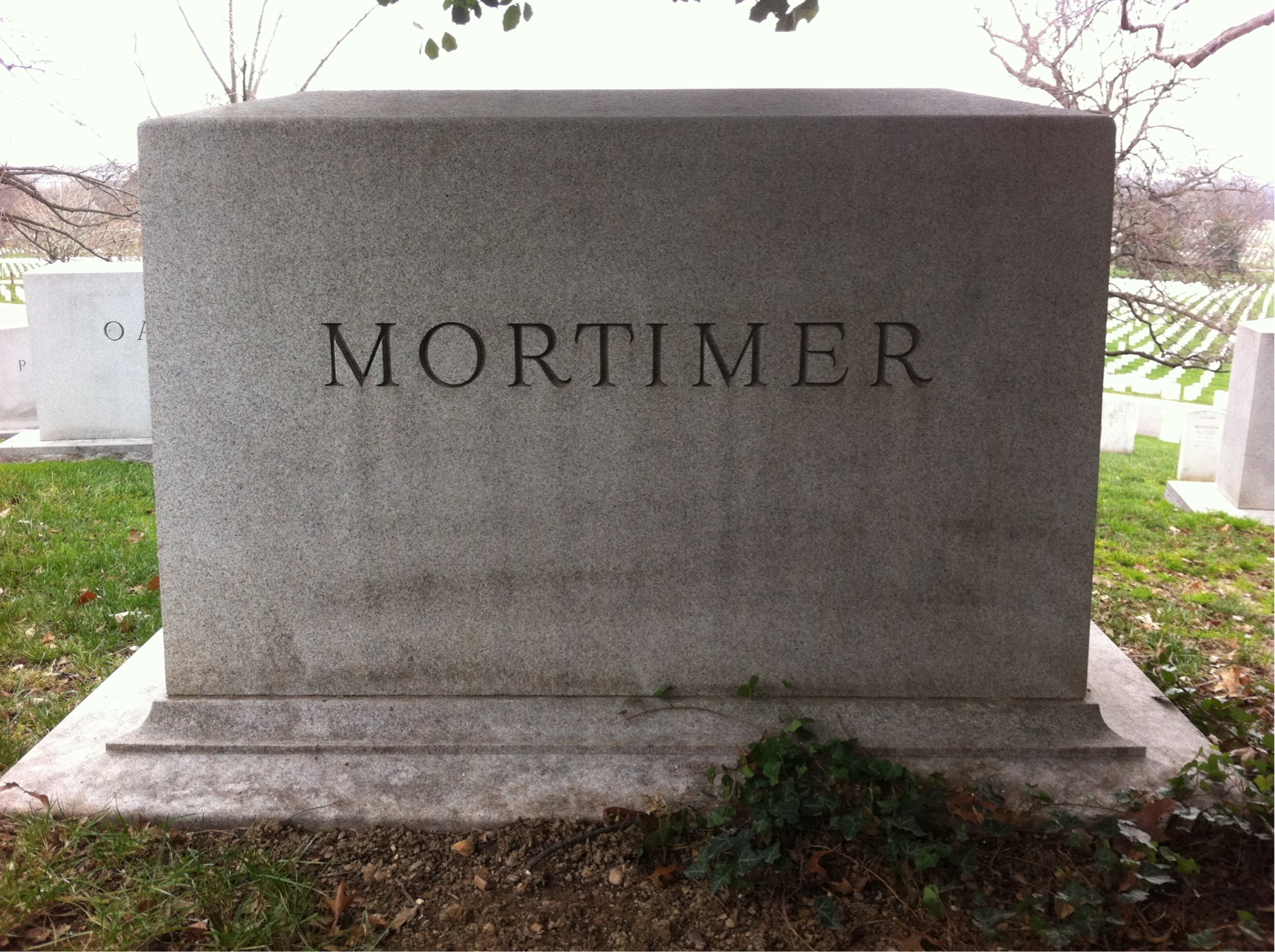Back of headstone — Charles Mortimer