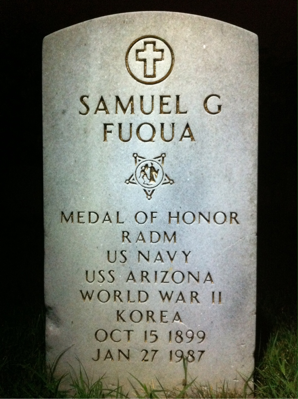 Headstone shared by 2 interments, including Samuel G. Fuqua