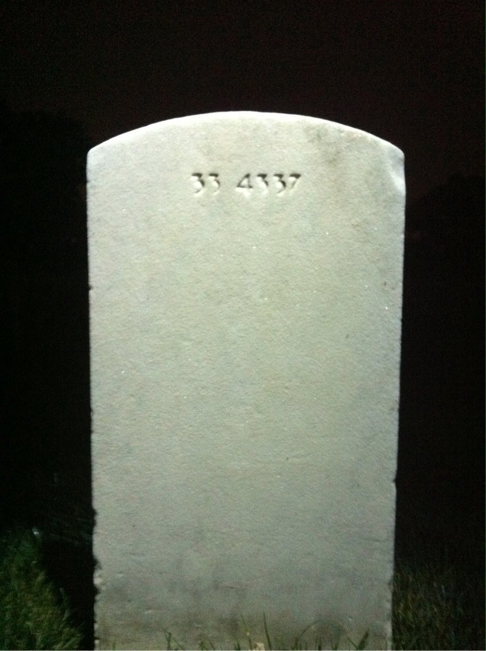 Back of headstone — William D Bateman