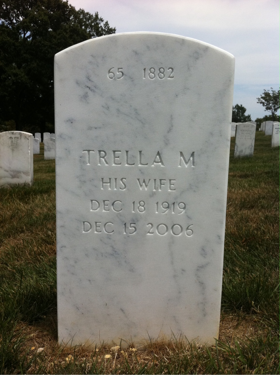 Back of headstone — John Collins