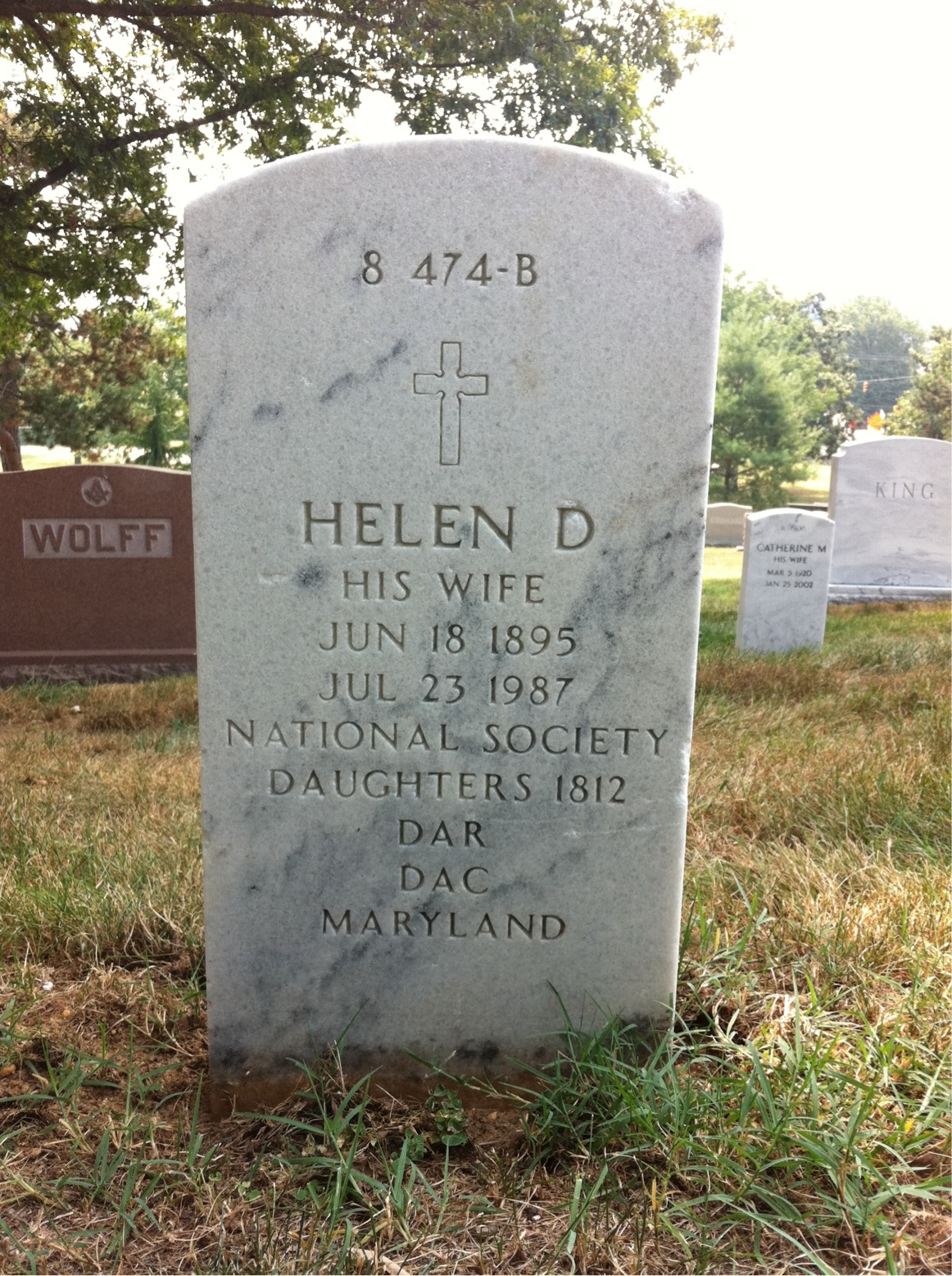 Back of headstone — William Bacon