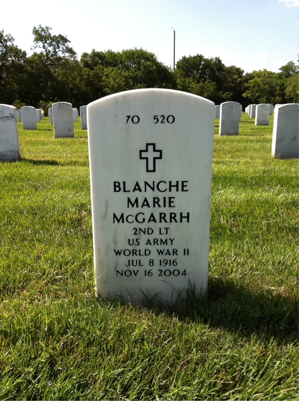 Back of headstone — Blanche Mcgarrh