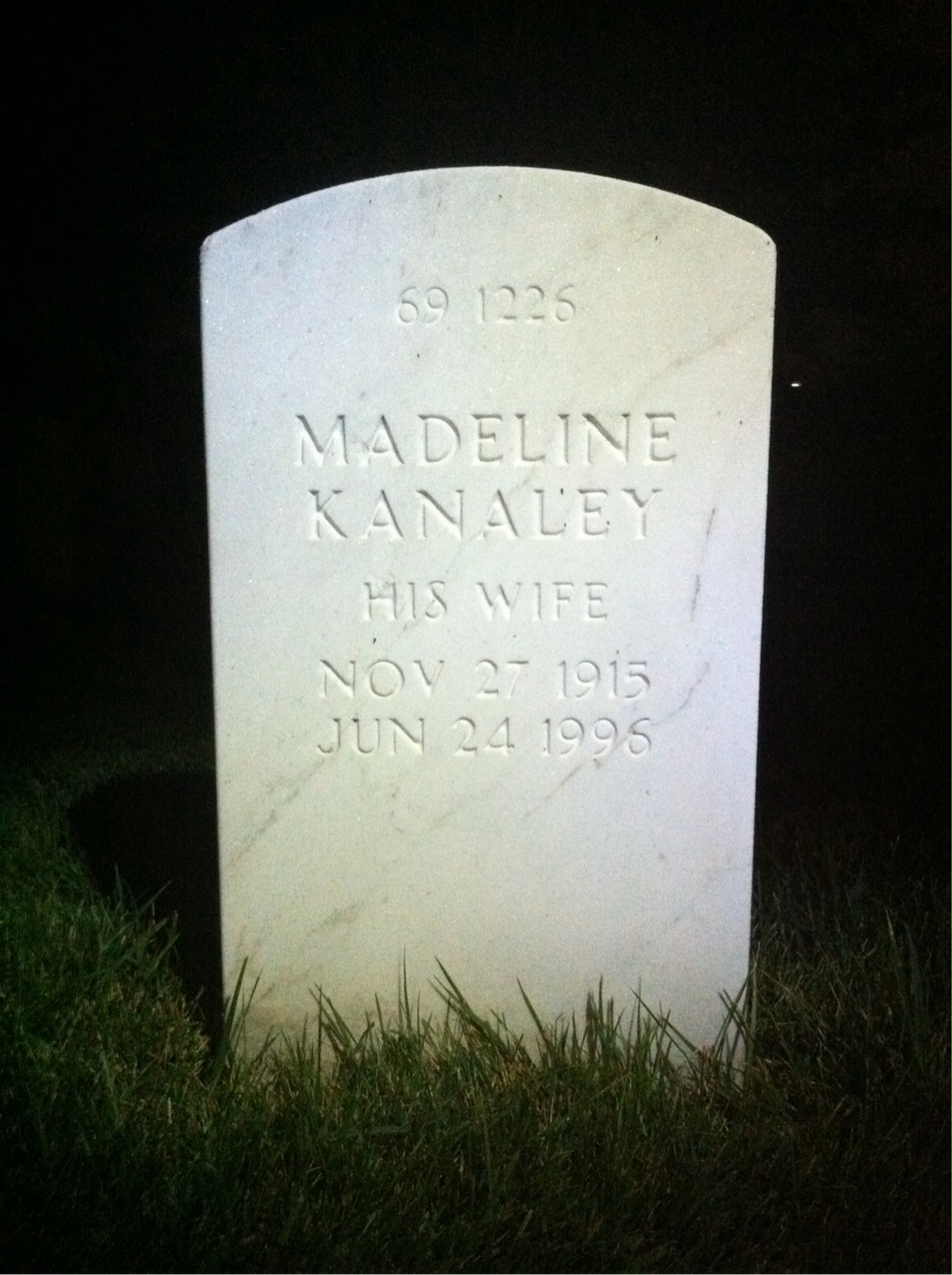 Back of headstone — Madeline Mulvihill