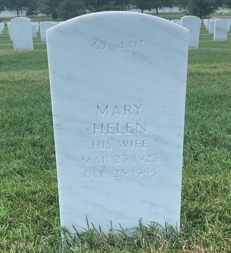 Back of headstone — Harold Mann