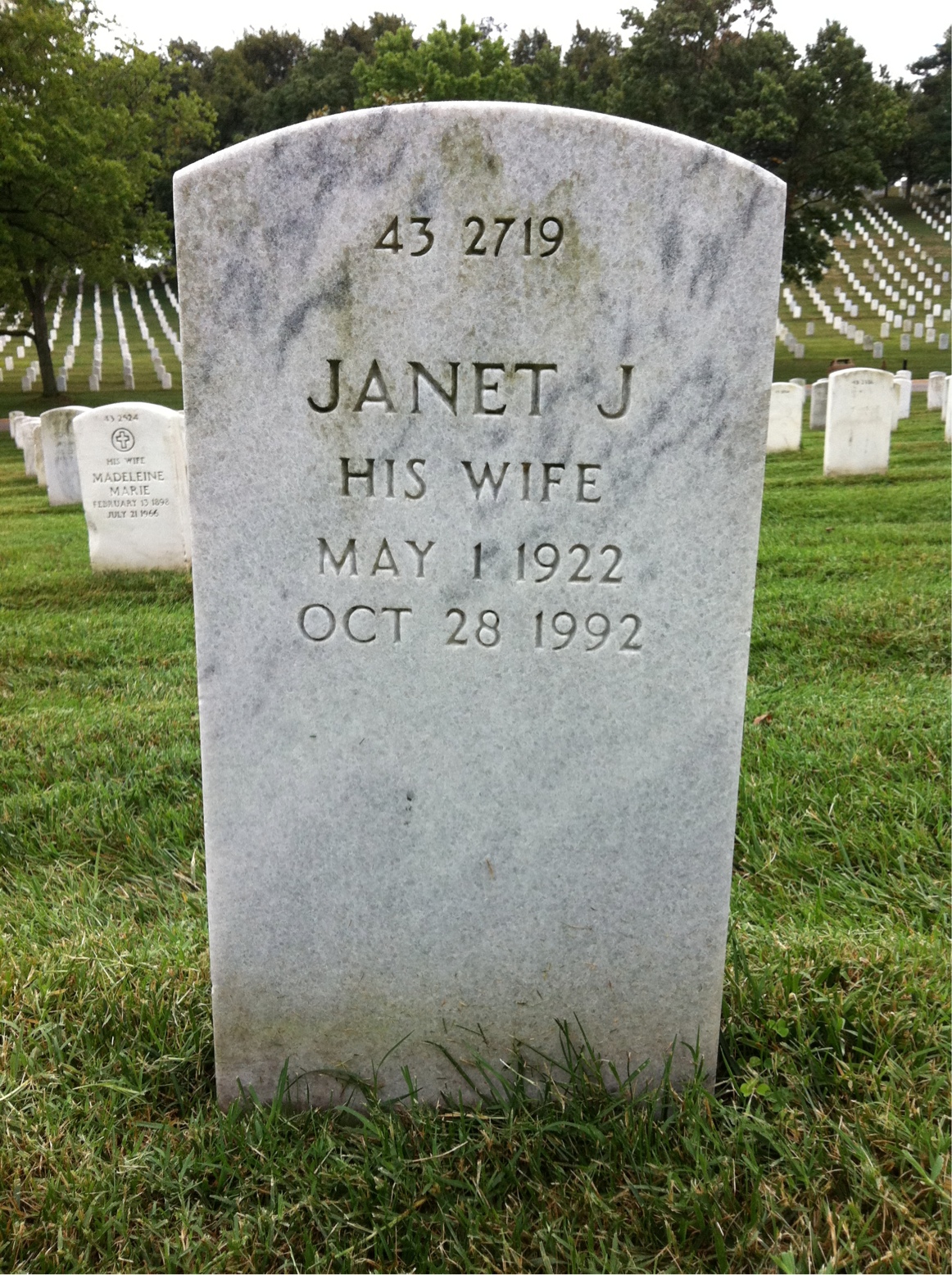 Back of headstone — Elmer Anderson