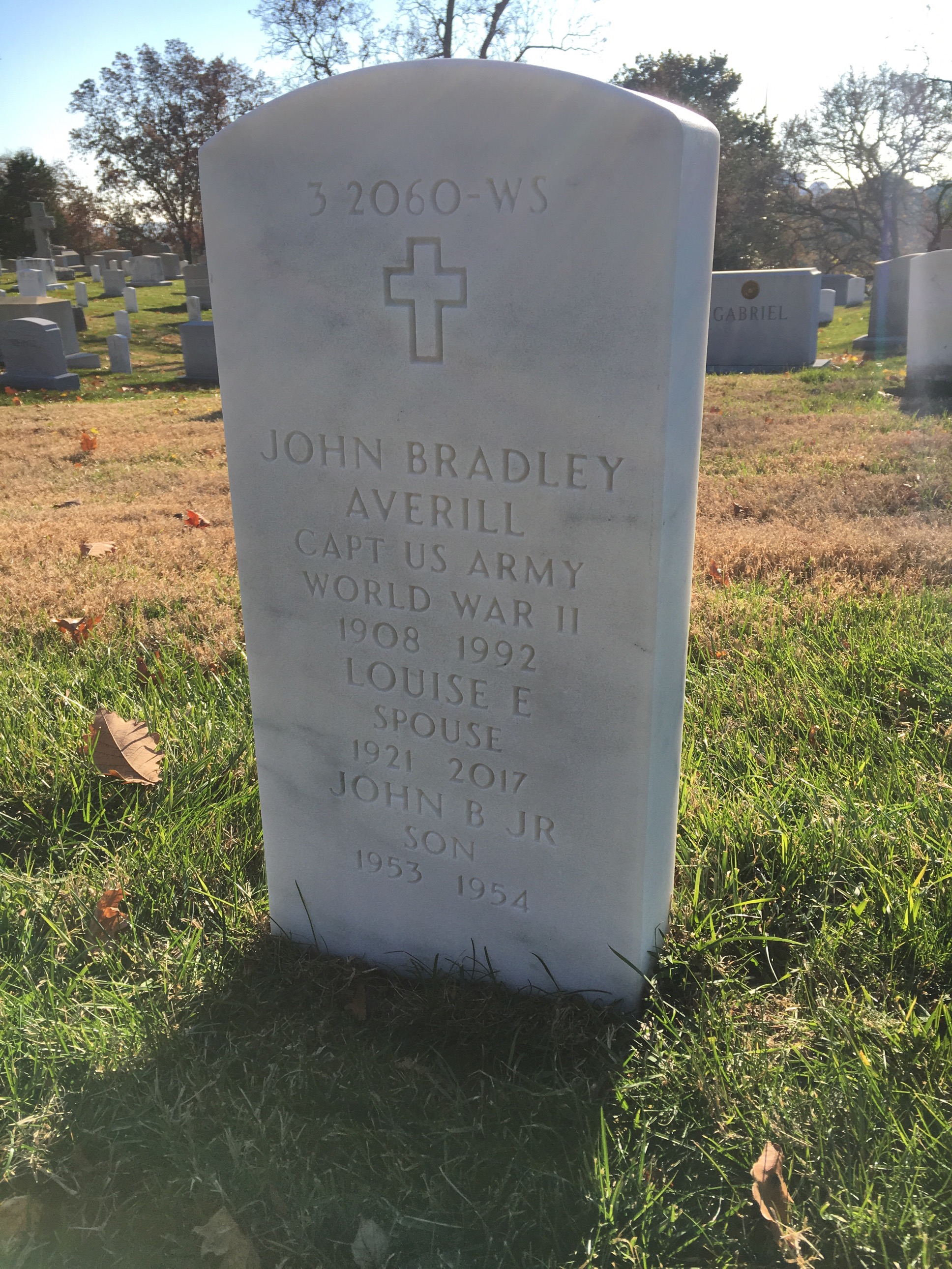 Back of headstone — John Averill