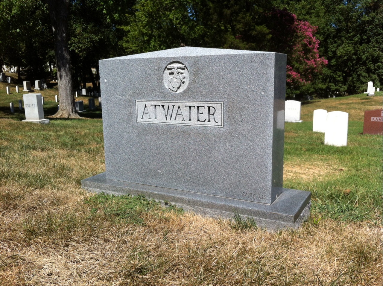 Back of headstone — William Atwater