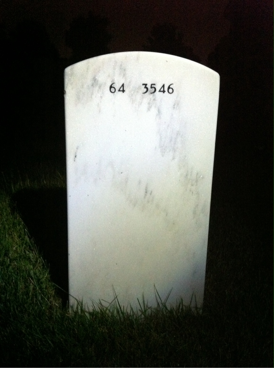 Back of headstone — David Wooten