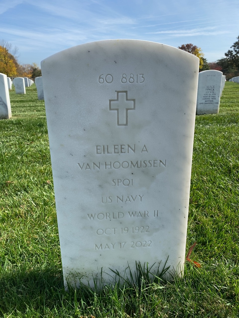 Back of headstone — Vincent Van Hoomissen