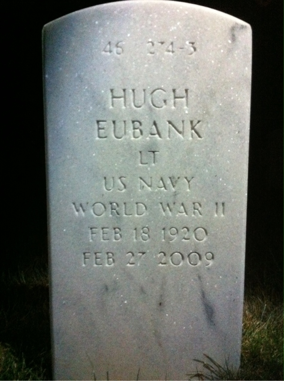 Back of headstone — Gerald Eubank