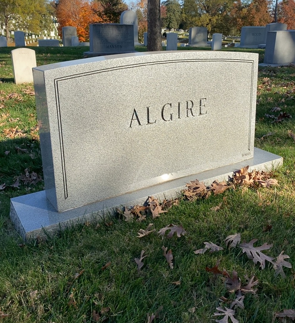 Back of headstone — Kent Algire